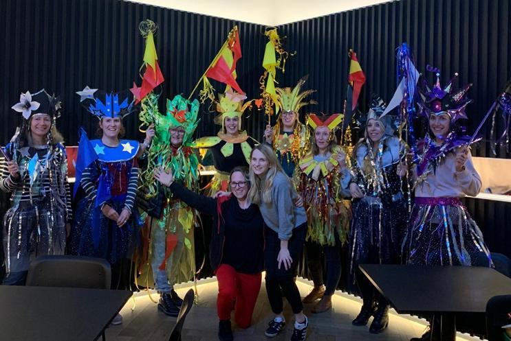 Teachers posing in carnival costumes